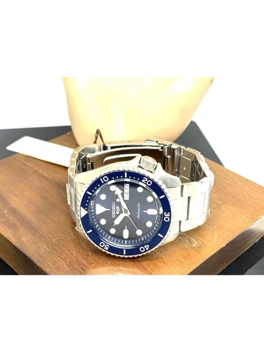 Seiko 5 Men's Watch SRPD51 Automatic Blue Dial Day Date Silver Stainless Steel